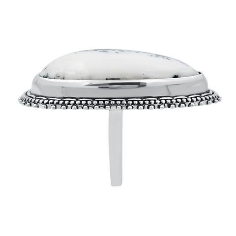 Sterling Silver Dendrite Agate Cabochon Gemstone Ring