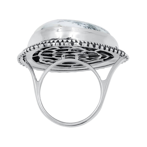 Sterling Silver Dendrite Agate Cabochon Gemstone Ring