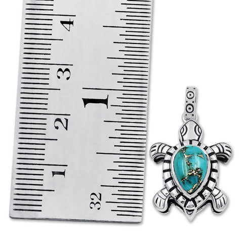 Sterling Silver Blue Copper Turquoise Vintage Oxidized Pendant for Women Daily Party Holiday Bohemian Necklace Jewelry Without Chain