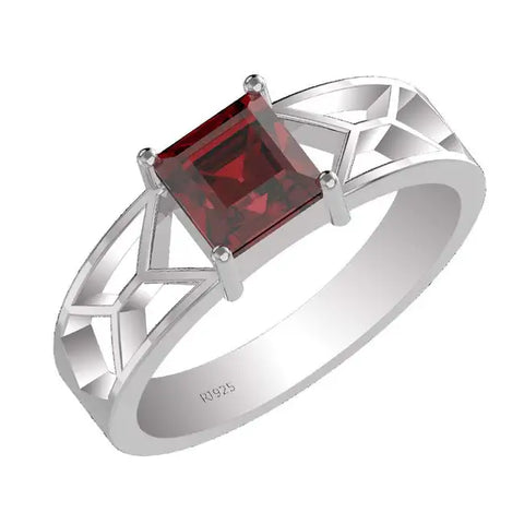 garnet silver ring