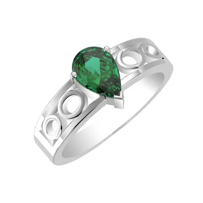 Nano Emerald sterling silver ring