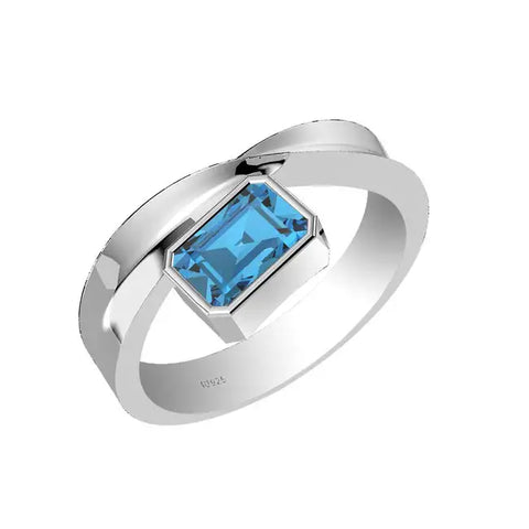 Blue Topaz sterling silver ring