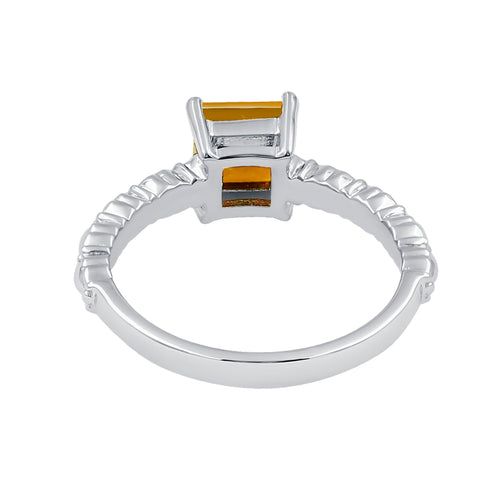 Square Shape Sterling Silver Citrine Gemstone Dainty Ring For Women