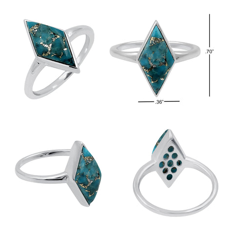 Simple Geometry Wide Rings Vintage Blue Copper Turquoise Rings for Women Daily Party Holiday Bohemian Ring Jewelry