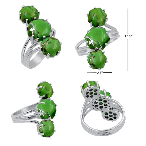 Vintage Green Copper Turquoise Rings for Women Daily Party Holiday Bohemian Ring Jewelry
