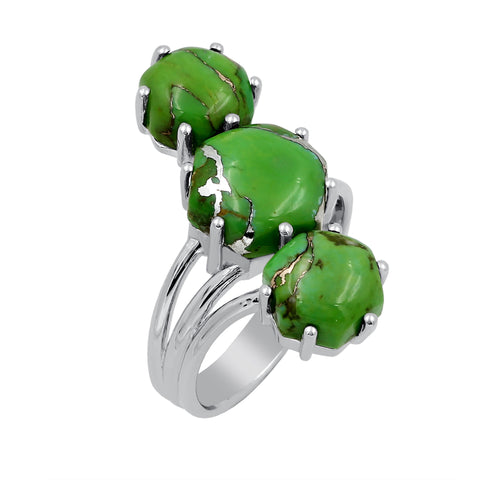 Vintage Green Copper Turquoise Rings for Women Daily Party Holiday Bohemian Ring Jewelry