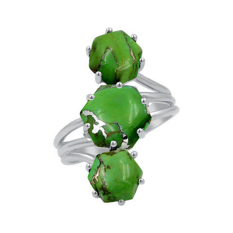 Vintage Green Copper Turquoise Rings for Women Daily Party Holiday Bohemian Ring Jewelry