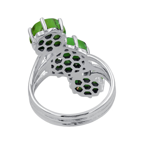 Vintage Green Copper Turquoise Rings for Women Daily Party Holiday Bohemian Ring Jewelry