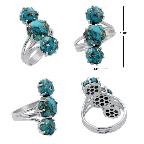 Blue Copper Turquoise Vintage Bohemian Rings for Women Daily Party Holiday Ring Jewelry