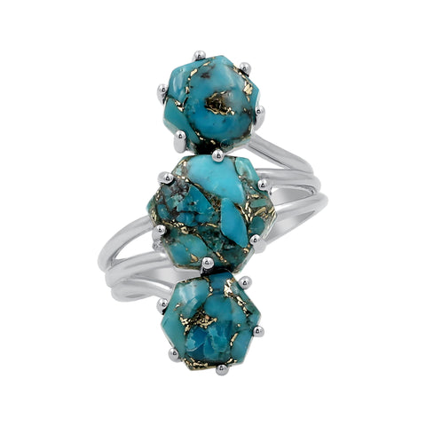 Blue Copper Turquoise Vintage Bohemian Rings for Women Daily Party Holiday Ring Jewelry