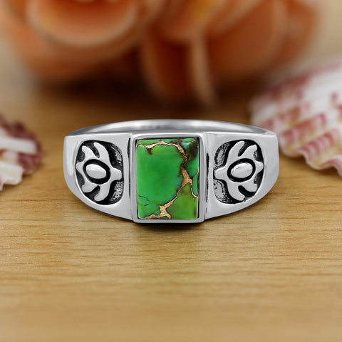 Green Copper Turquoise Rings for Women Daily Party Holiday Bohemian Ring Jewelry