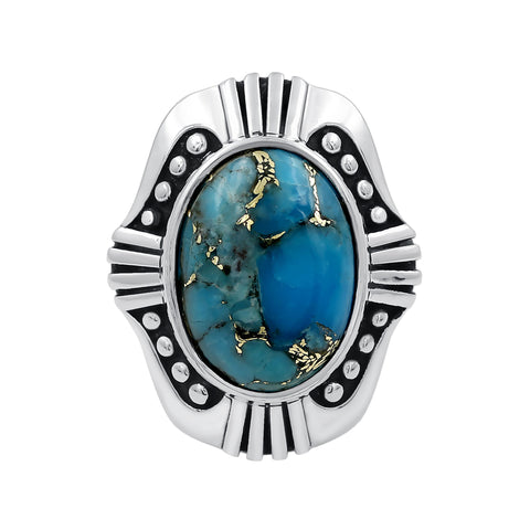 Blue Copper Turquoise Rings for Women Sterling Silver Daily Party Holiday Vintage Bohemian Ring Jewelry