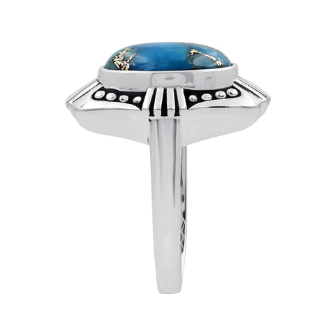 Blue Copper Turquoise Rings for Women Sterling Silver Daily Party Holiday Vintage Bohemian Ring Jewelry