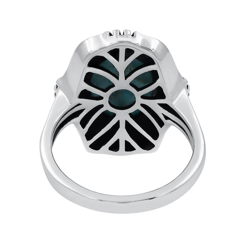 Blue Copper Turquoise Rings for Women Sterling Silver Daily Party Holiday Vintage Bohemian Ring Jewelry